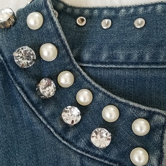Chico's Platinum Denim Jeans embellished Jacket - Picture 10 of 16